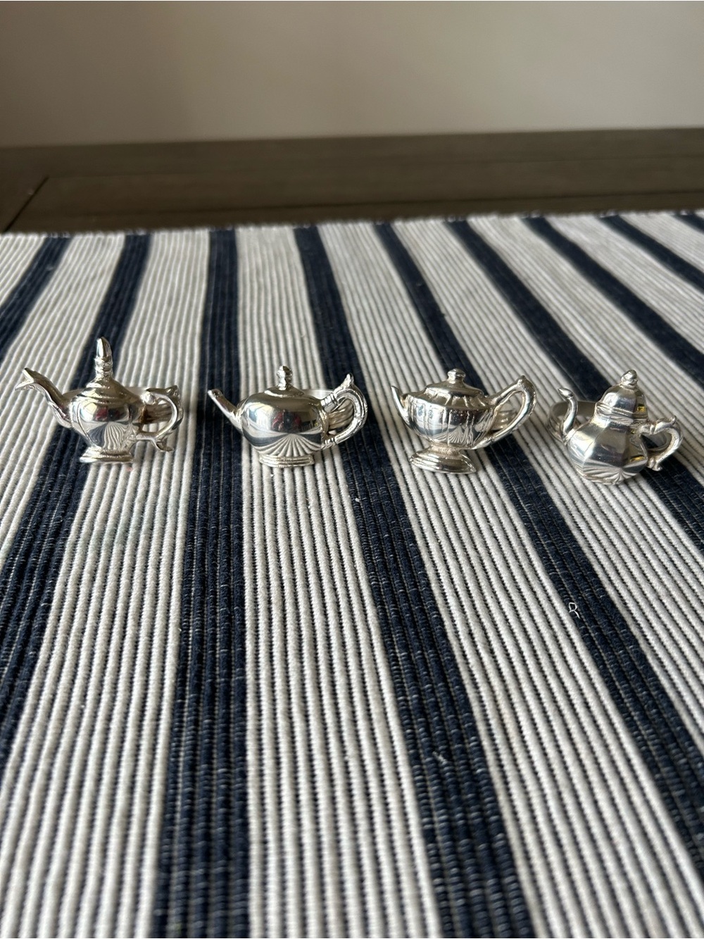 Silver Plated Teapot Set of Napkin Rings